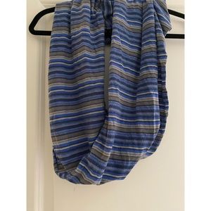 Blue and Grey Striped Infinity Scarf